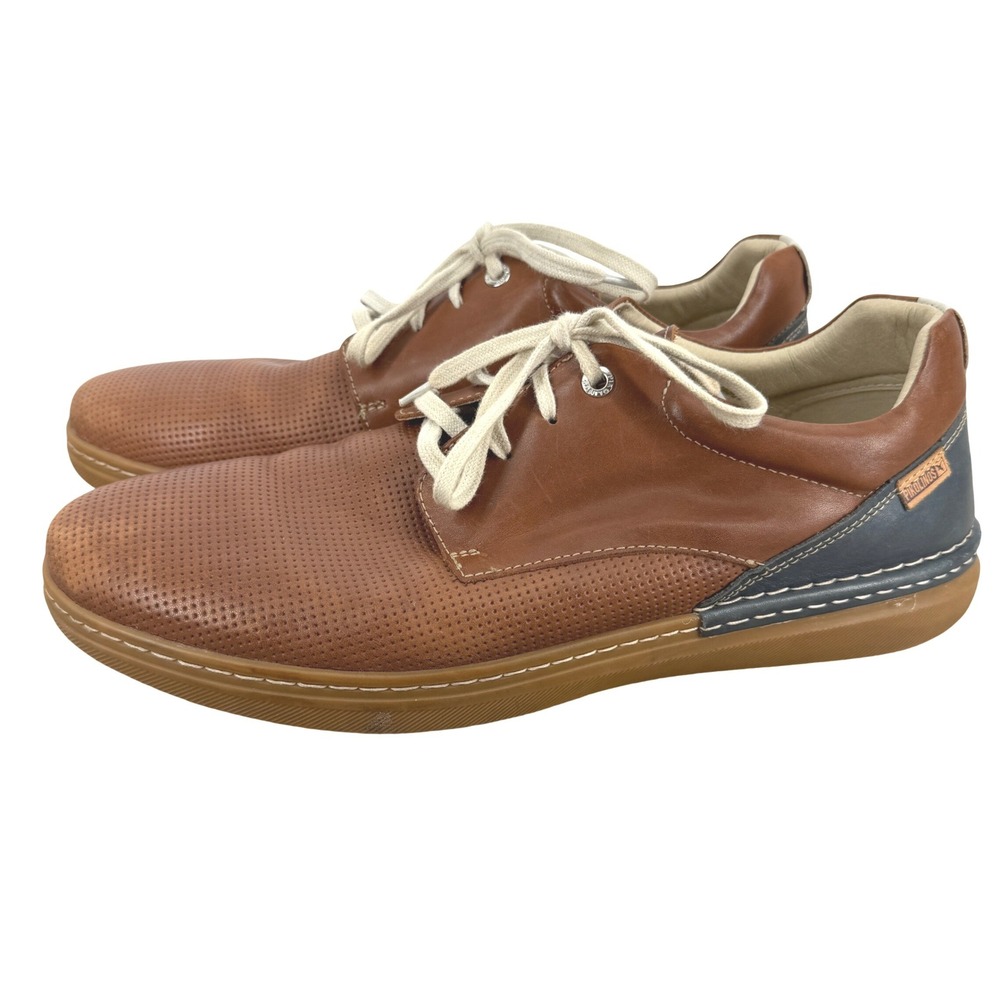 Pikolinos Mens Berna Leather Oxford Shoes Sneakers Brown Navy Size 46 US 12 12.5